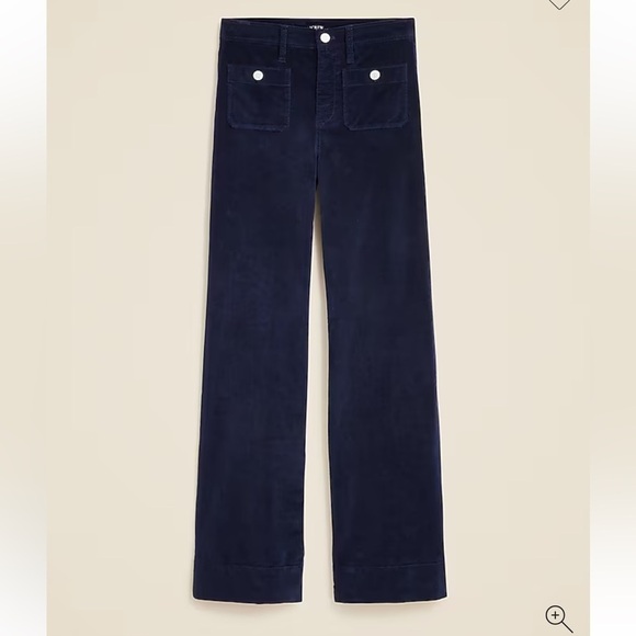 J crew navy blue tall wide-leg velvet Sailor trouser - Picture 1 of 3